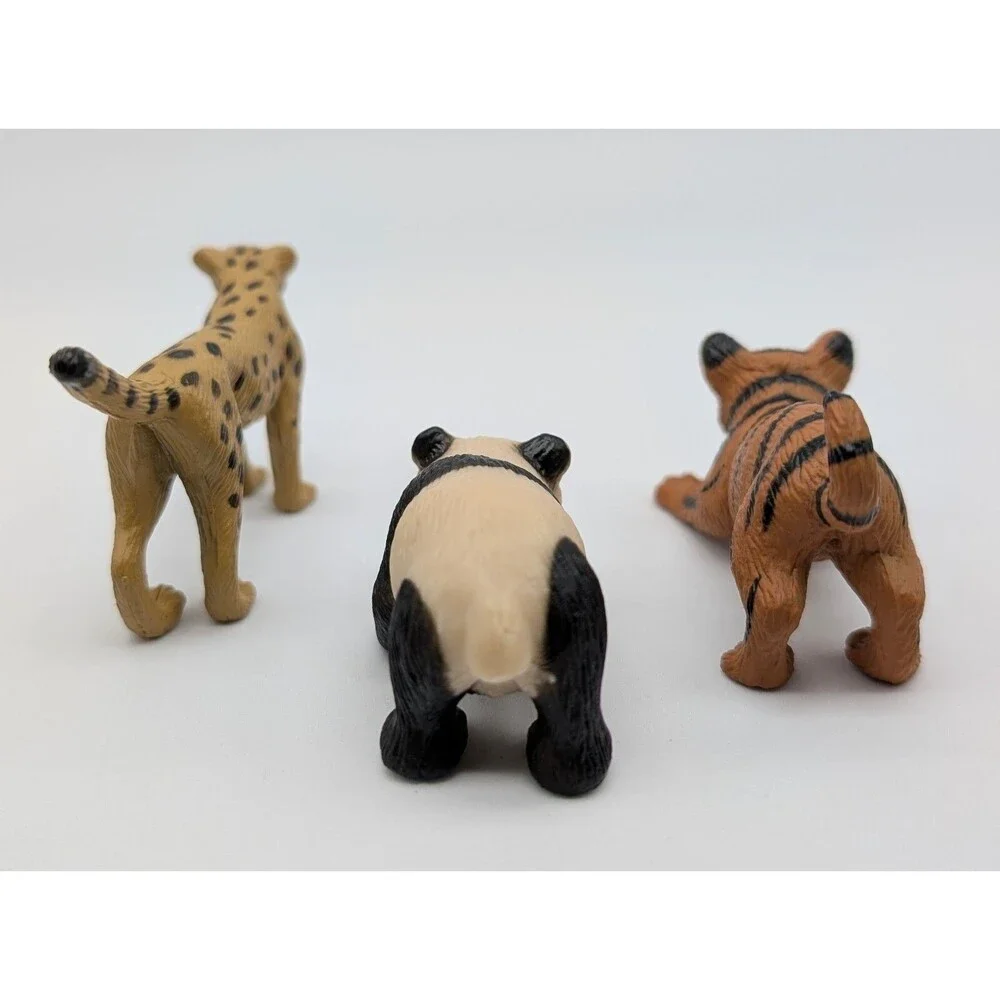 Set Of 3 K&M PVC Toy Animals Cheetah Tiger Giant Panda